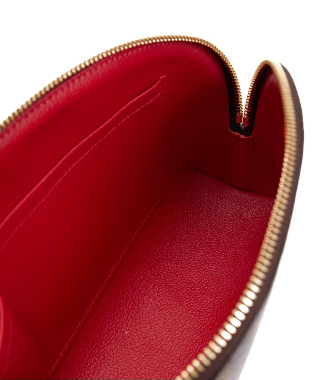 LOUIS VUITTON Коричневая кожаная косметичка, фото 4