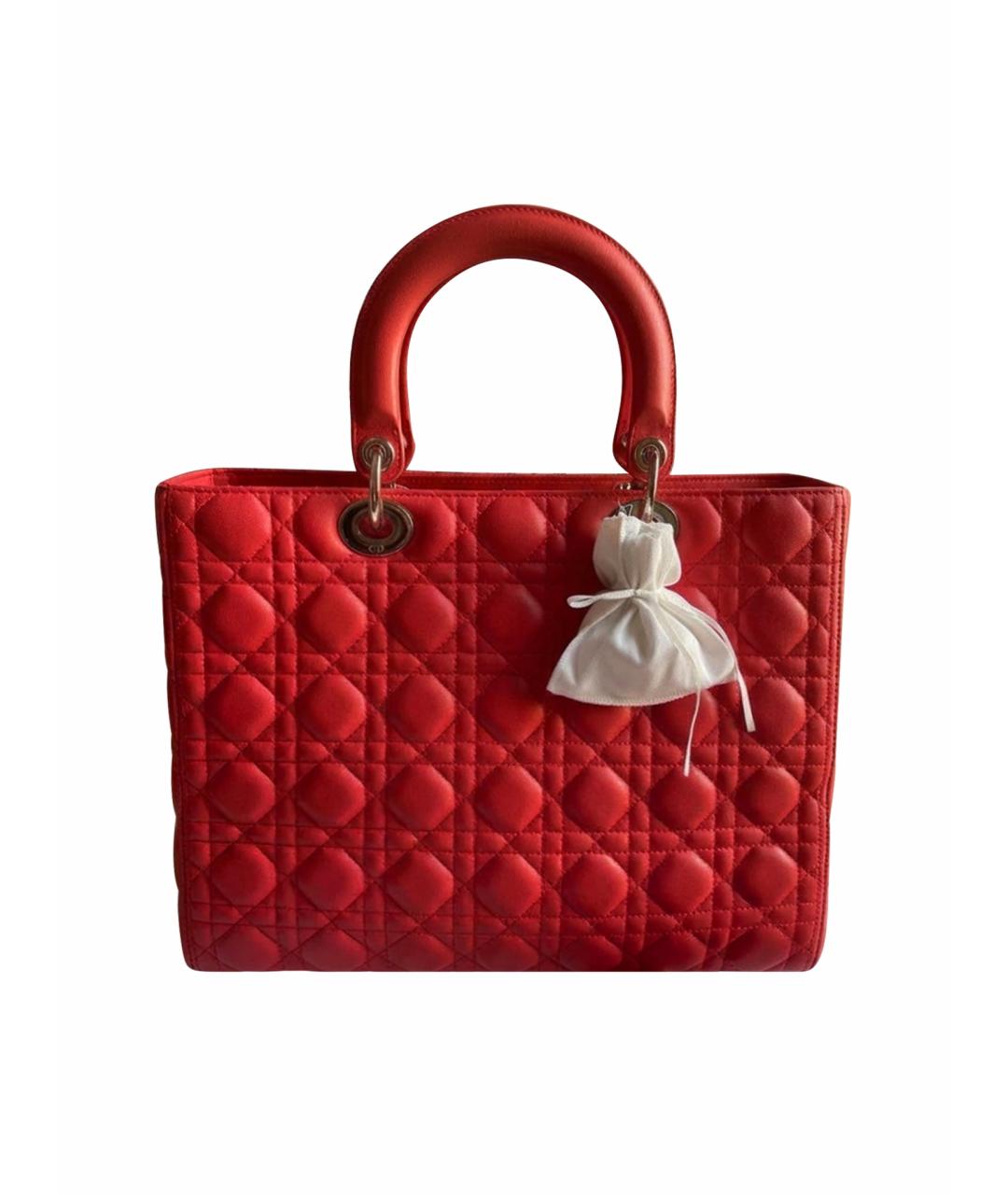 CHRISTIAN DIOR Красная кожаная сумка с короткими ручками, фото 1