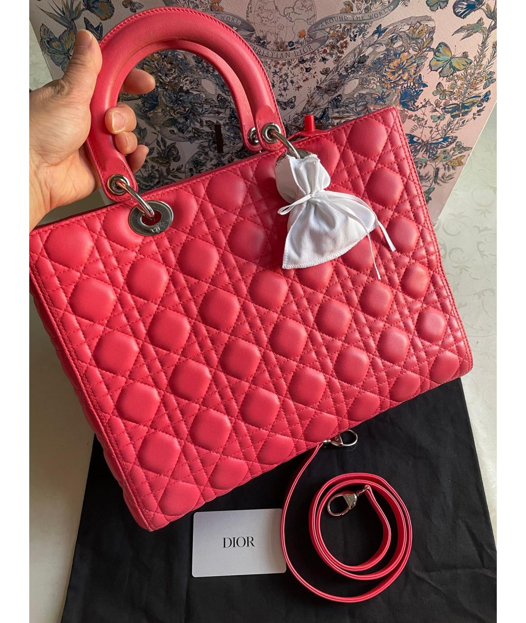 CHRISTIAN DIOR Красная кожаная сумка с короткими ручками, фото 2