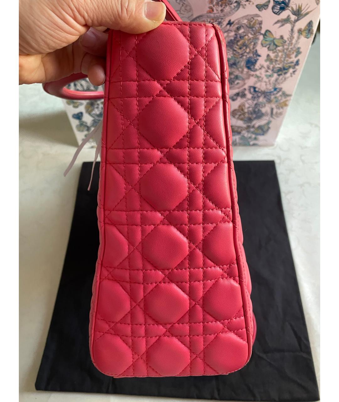 CHRISTIAN DIOR Красная кожаная сумка с короткими ручками, фото 4