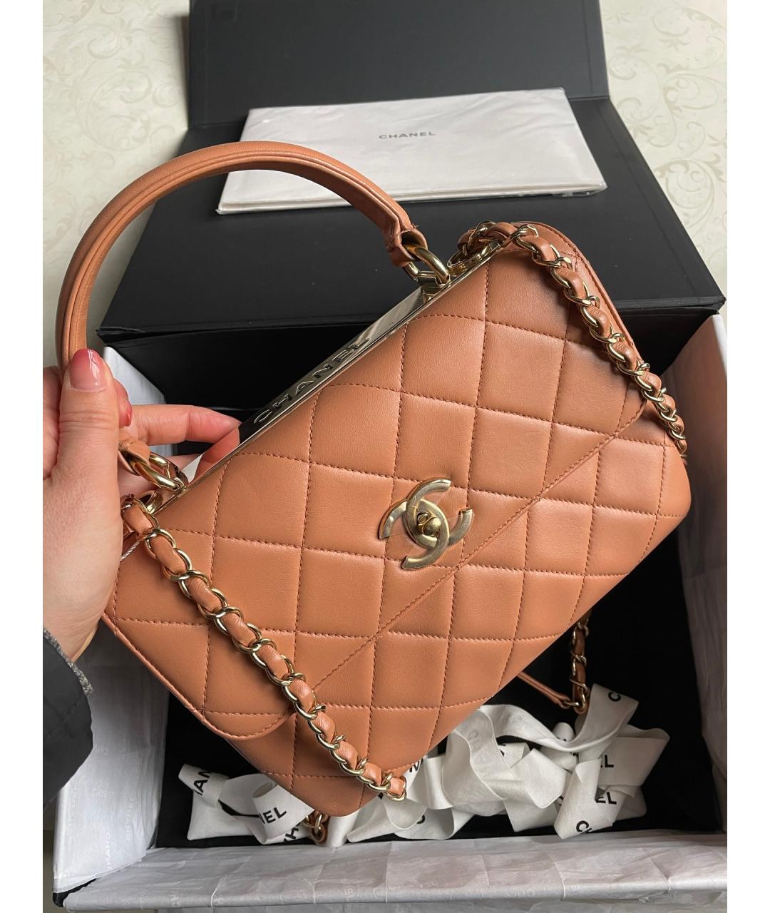 CHANEL Оранжевая кожаная сумка через плечо, фото 2