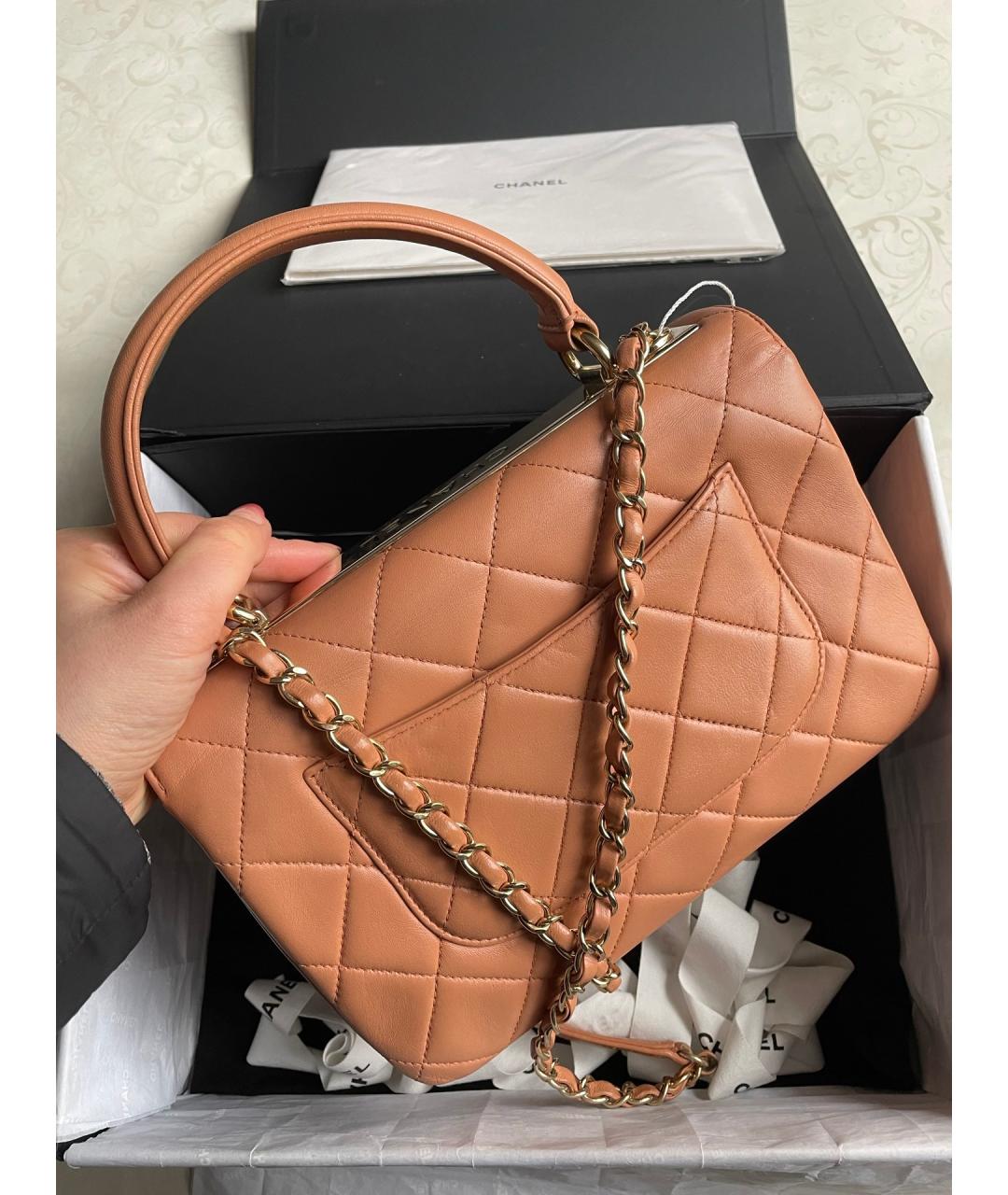 CHANEL Оранжевая кожаная сумка через плечо, фото 3
