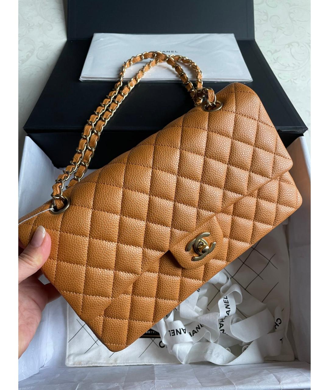 CHANEL Оранжевая кожаная сумка через плечо, фото 2