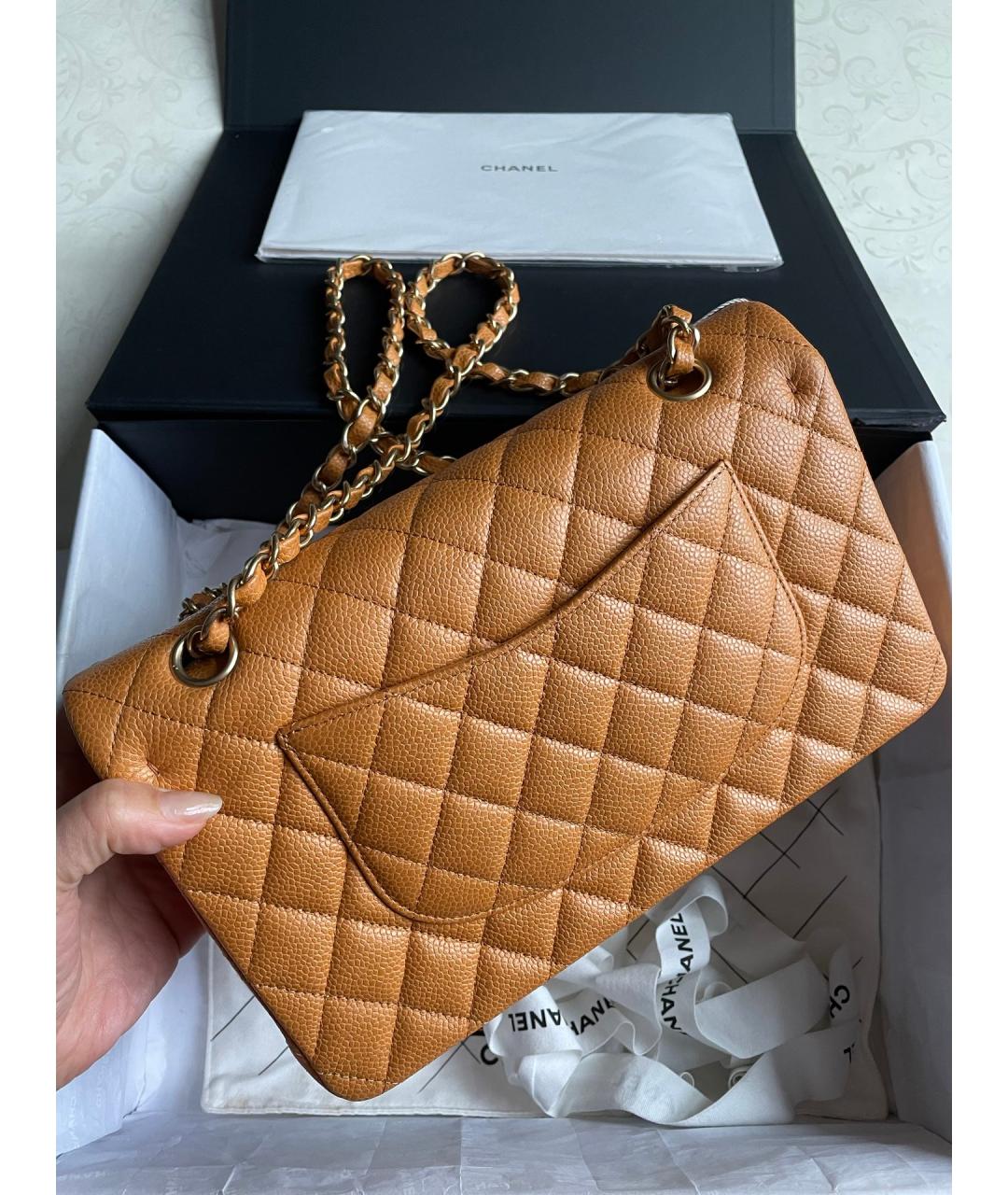 CHANEL Оранжевая кожаная сумка через плечо, фото 3
