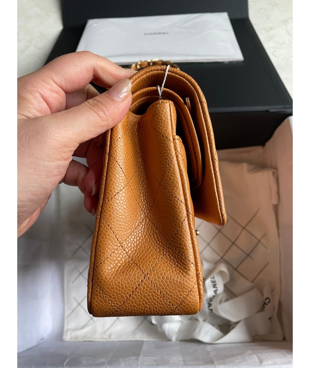 CHANEL Оранжевая кожаная сумка через плечо, фото 5