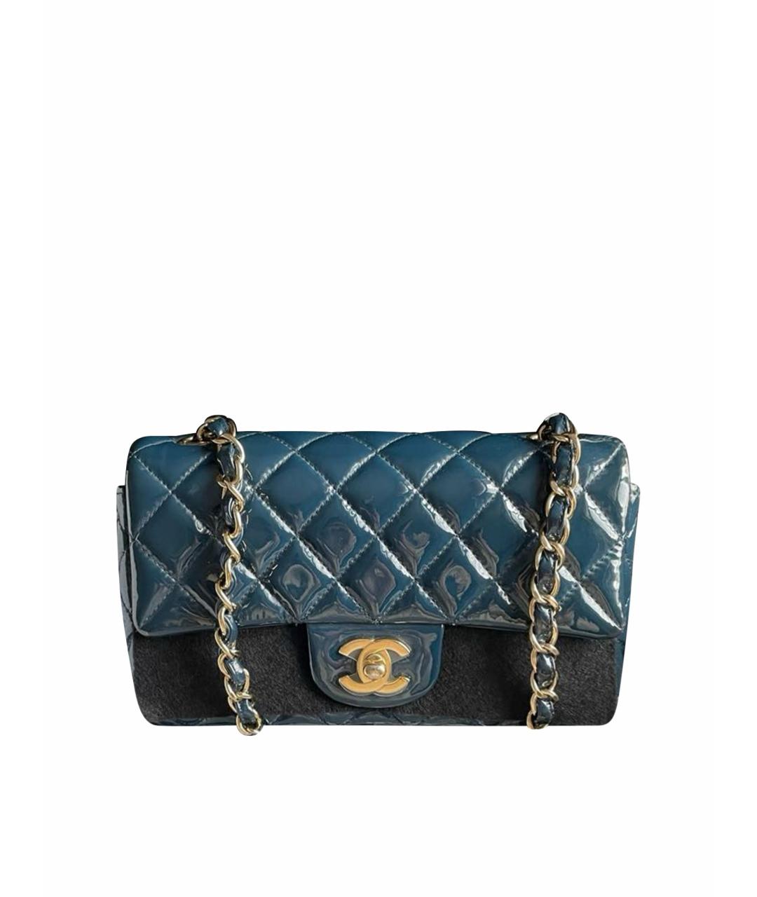 CHANEL Синяя сумка через плечо из лакированной кожи, фото 1