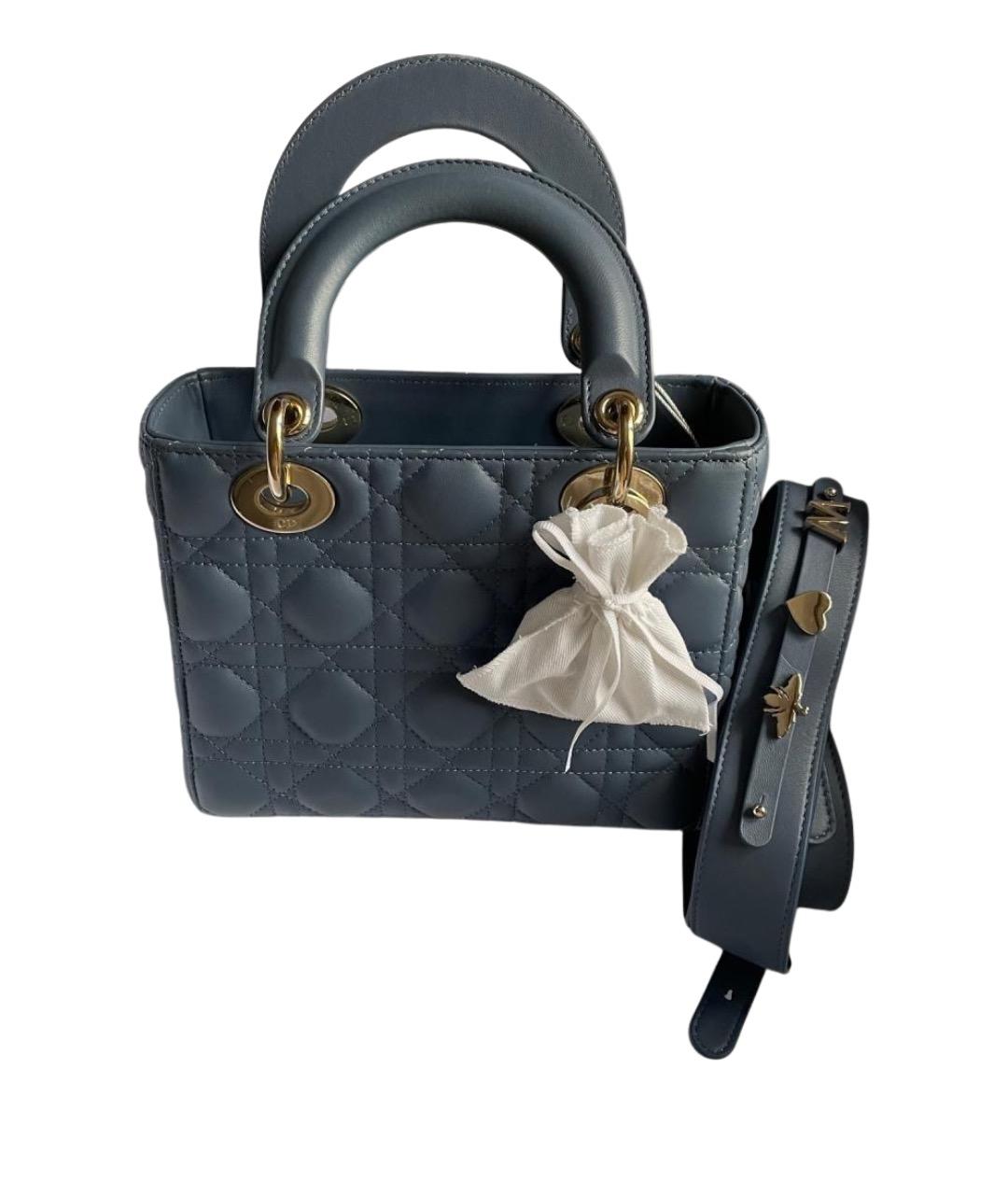 CHRISTIAN DIOR Синяя кожаная сумка с короткими ручками, фото 1