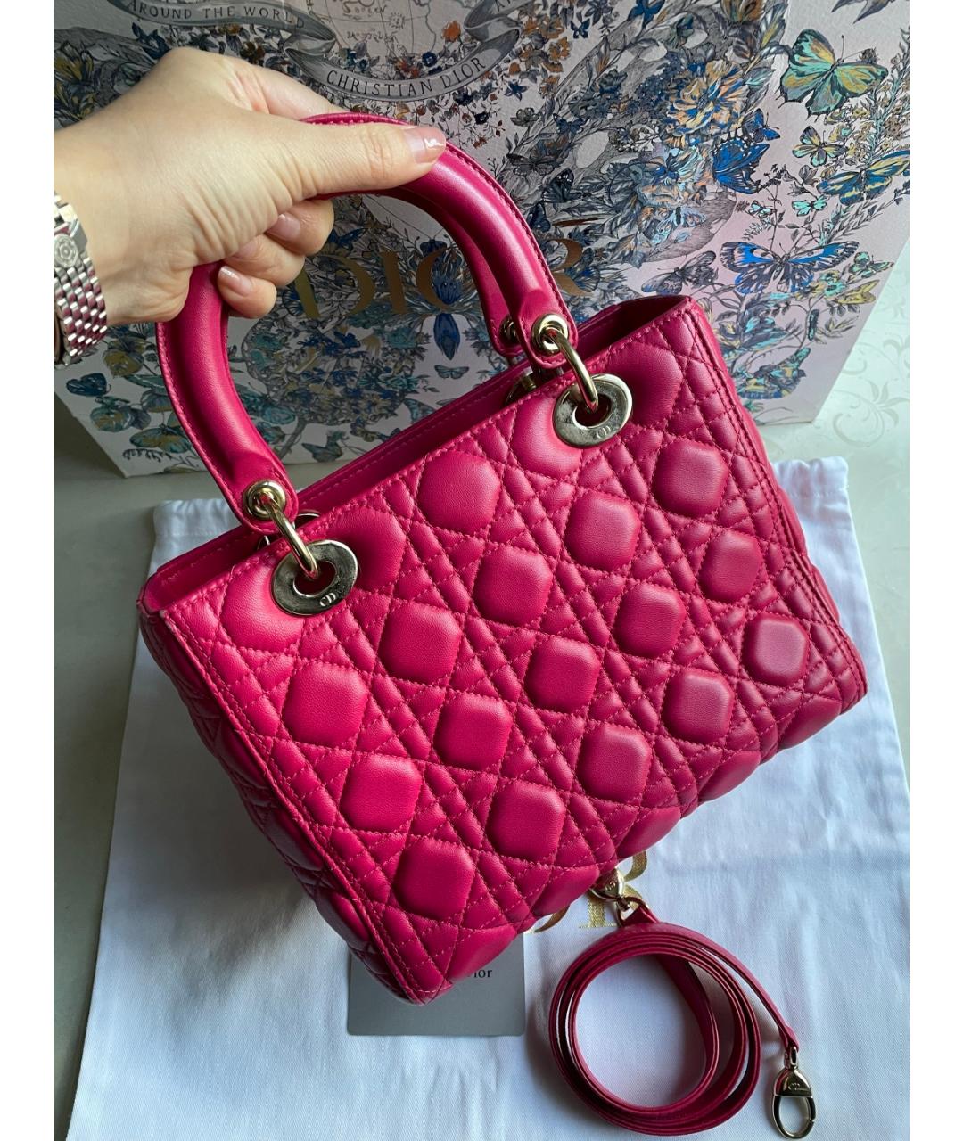 CHRISTIAN DIOR Красная кожаная сумка с короткими ручками, фото 4