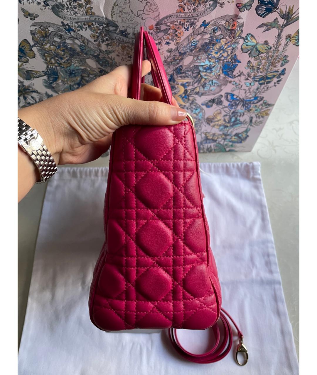 CHRISTIAN DIOR Красная кожаная сумка с короткими ручками, фото 5
