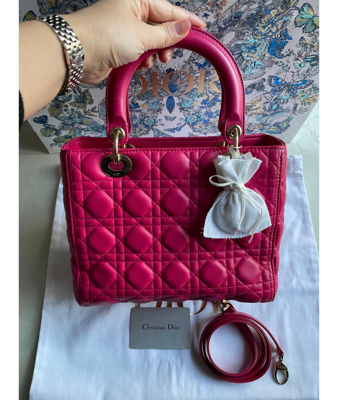 CHRISTIAN DIOR Красная кожаная сумка с короткими ручками, фото 2