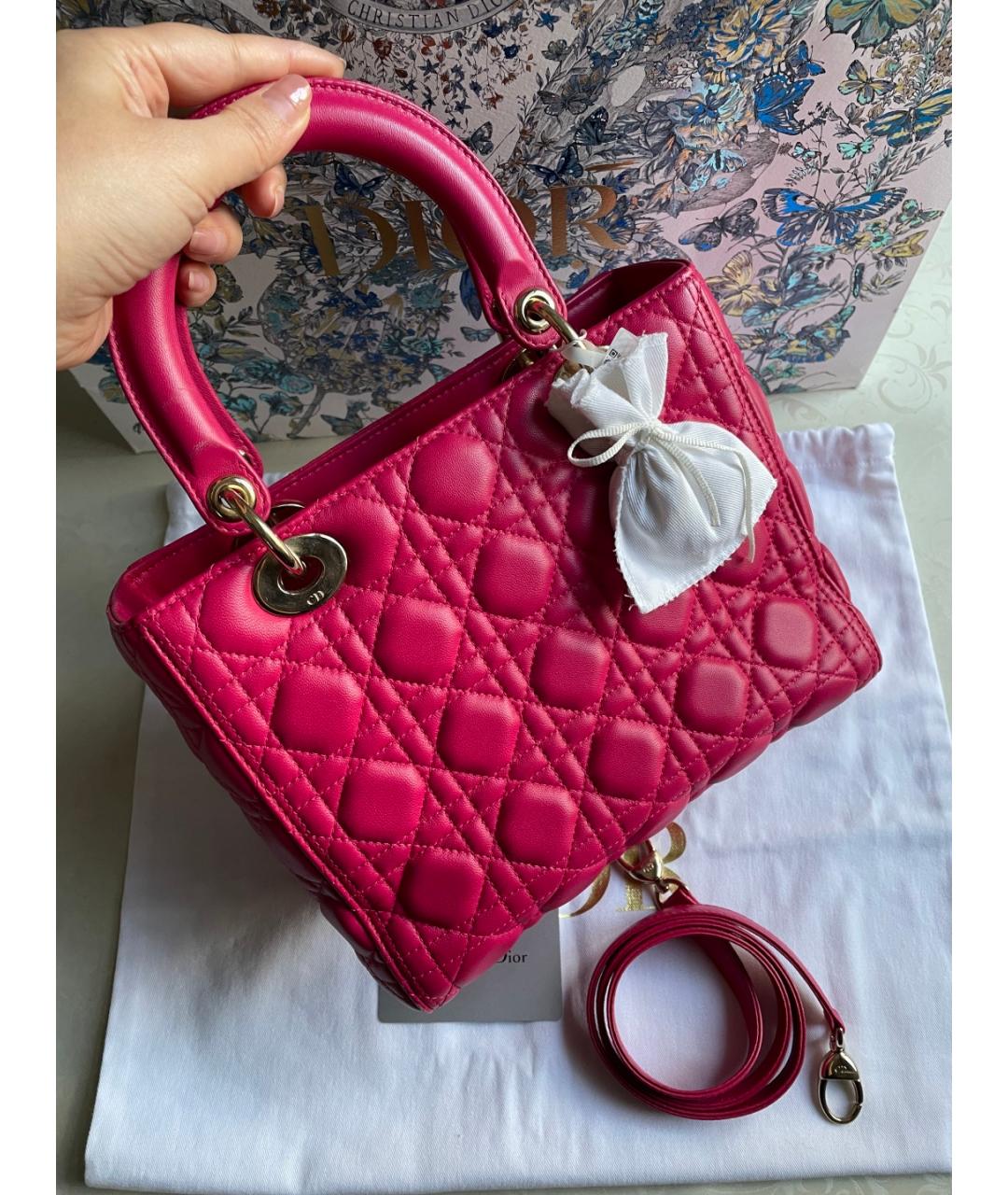 CHRISTIAN DIOR Красная кожаная сумка с короткими ручками, фото 3