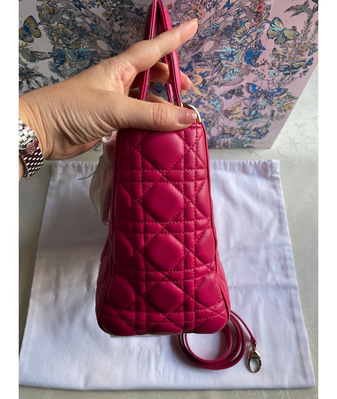 CHRISTIAN DIOR Красная кожаная сумка с короткими ручками, фото 6