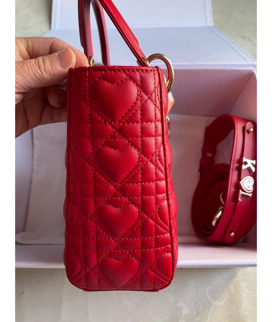 CHRISTIAN DIOR Красная кожаная сумка с короткими ручками, фото 5