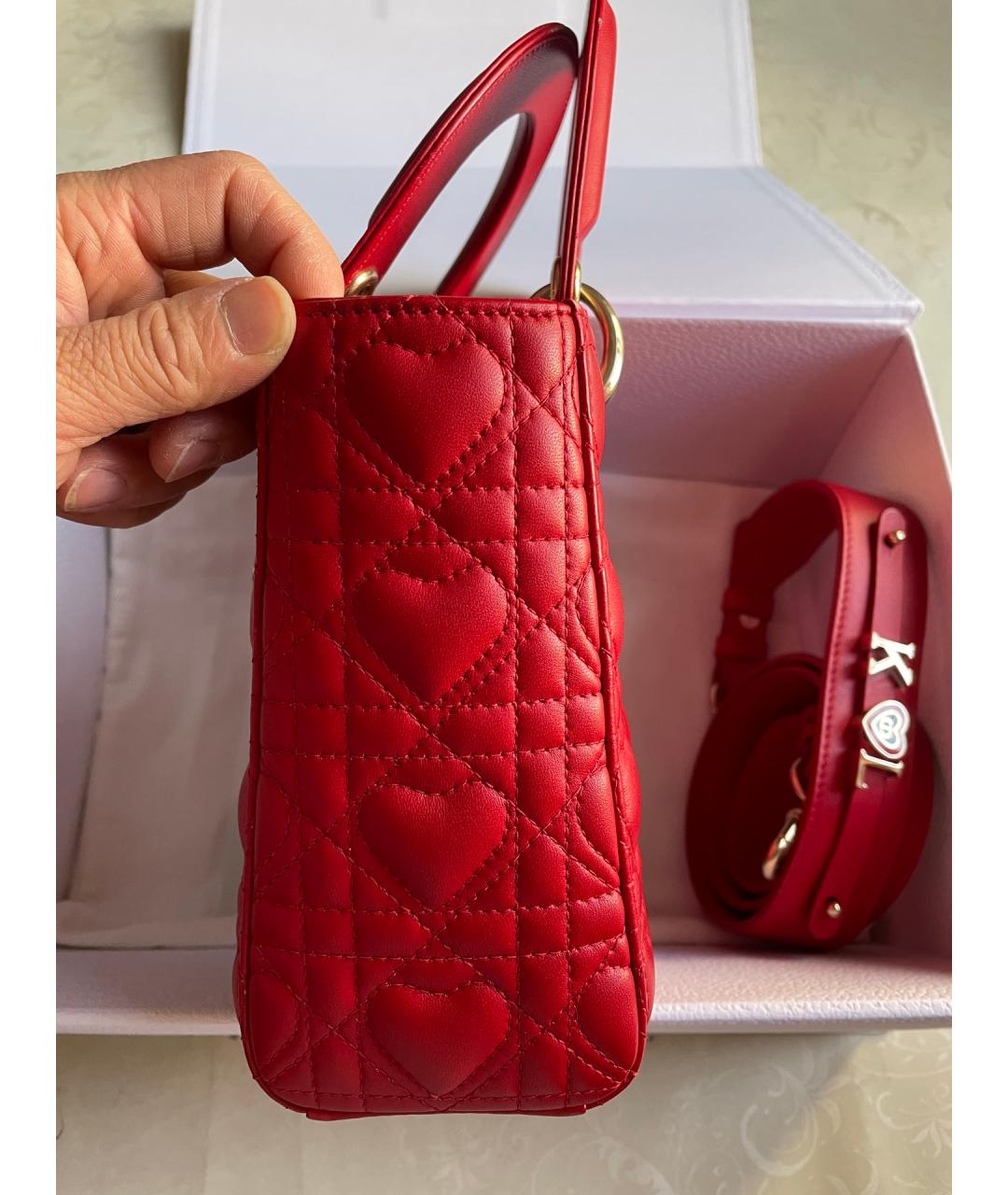 CHRISTIAN DIOR Красная кожаная сумка с короткими ручками, фото 4