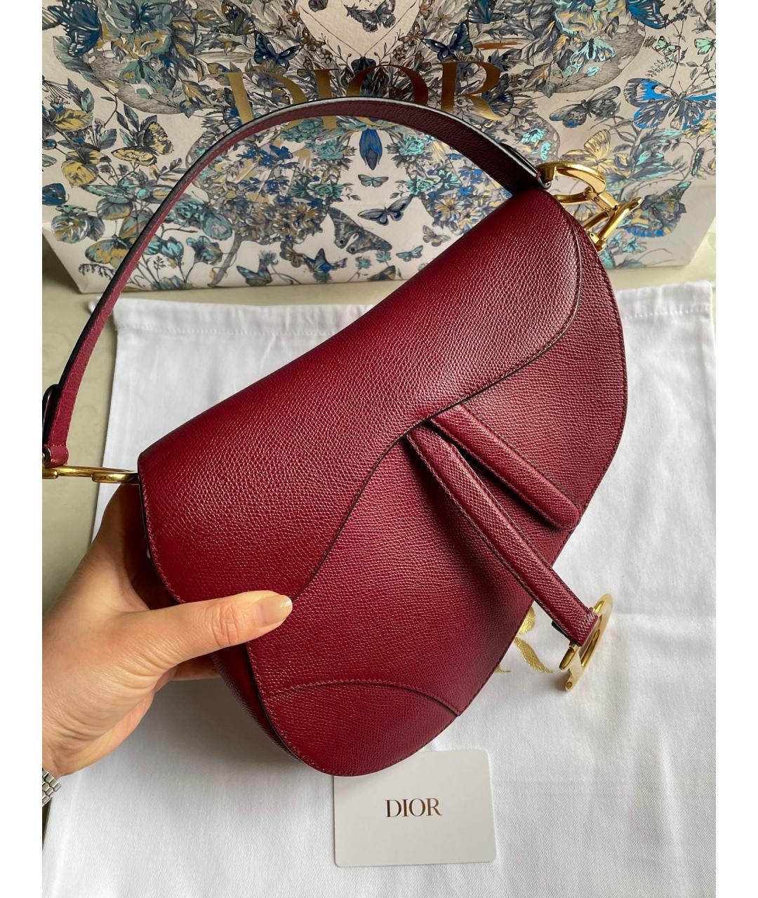 CHRISTIAN DIOR Красная кожаная сумка с короткими ручками, фото 3