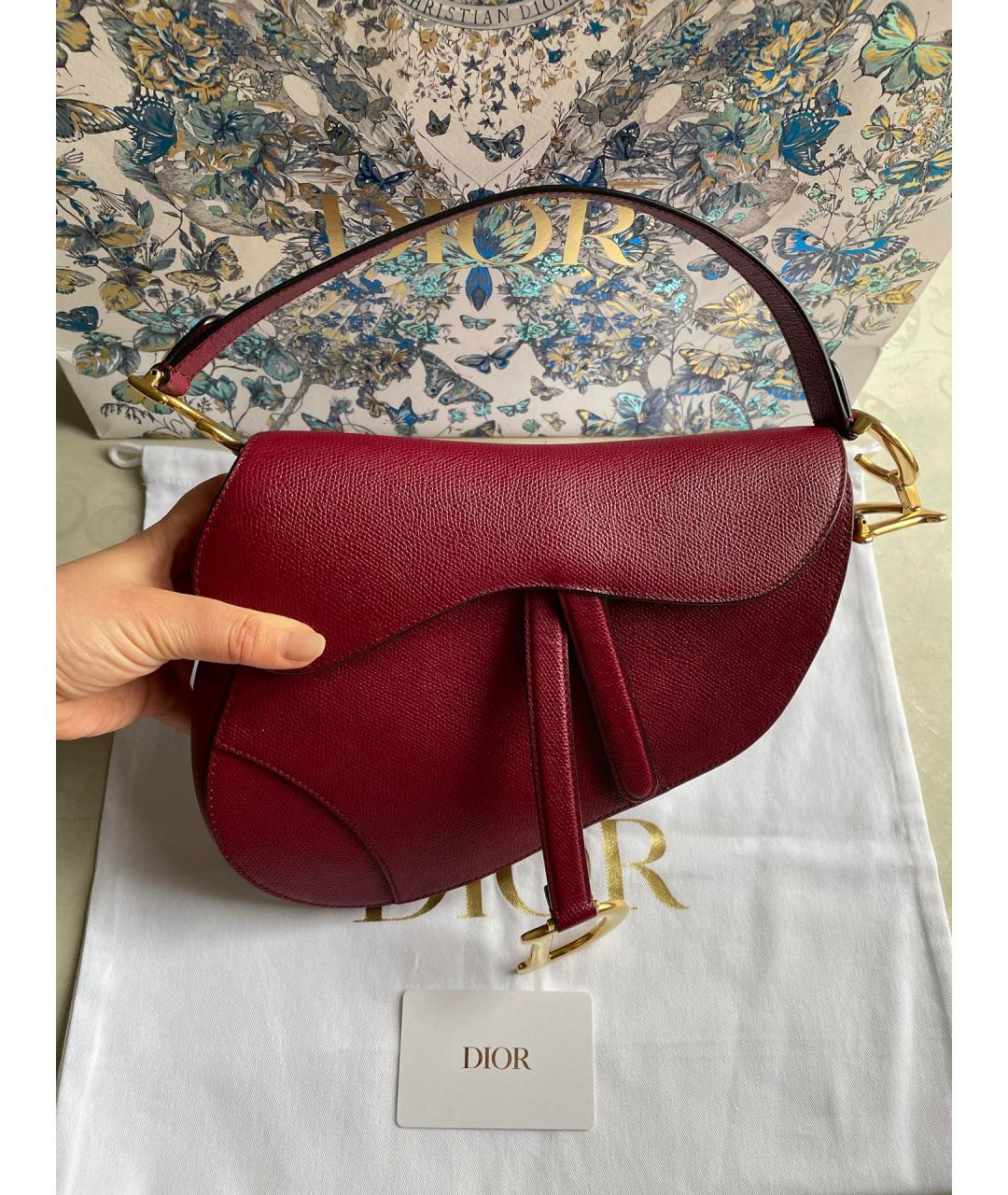 CHRISTIAN DIOR Красная кожаная сумка с короткими ручками, фото 2