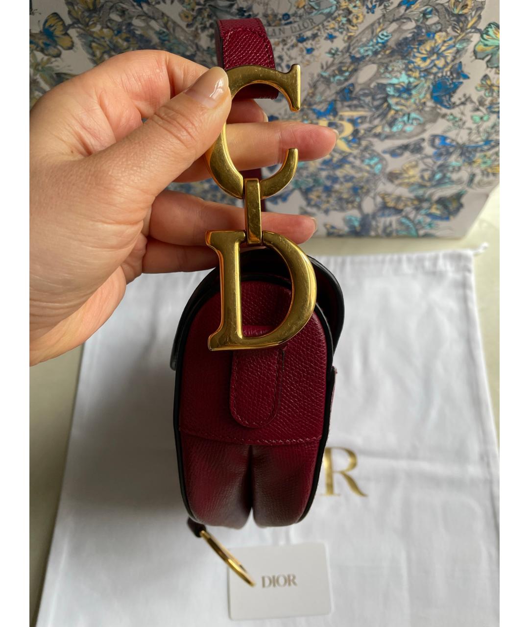CHRISTIAN DIOR Красная кожаная сумка с короткими ручками, фото 5