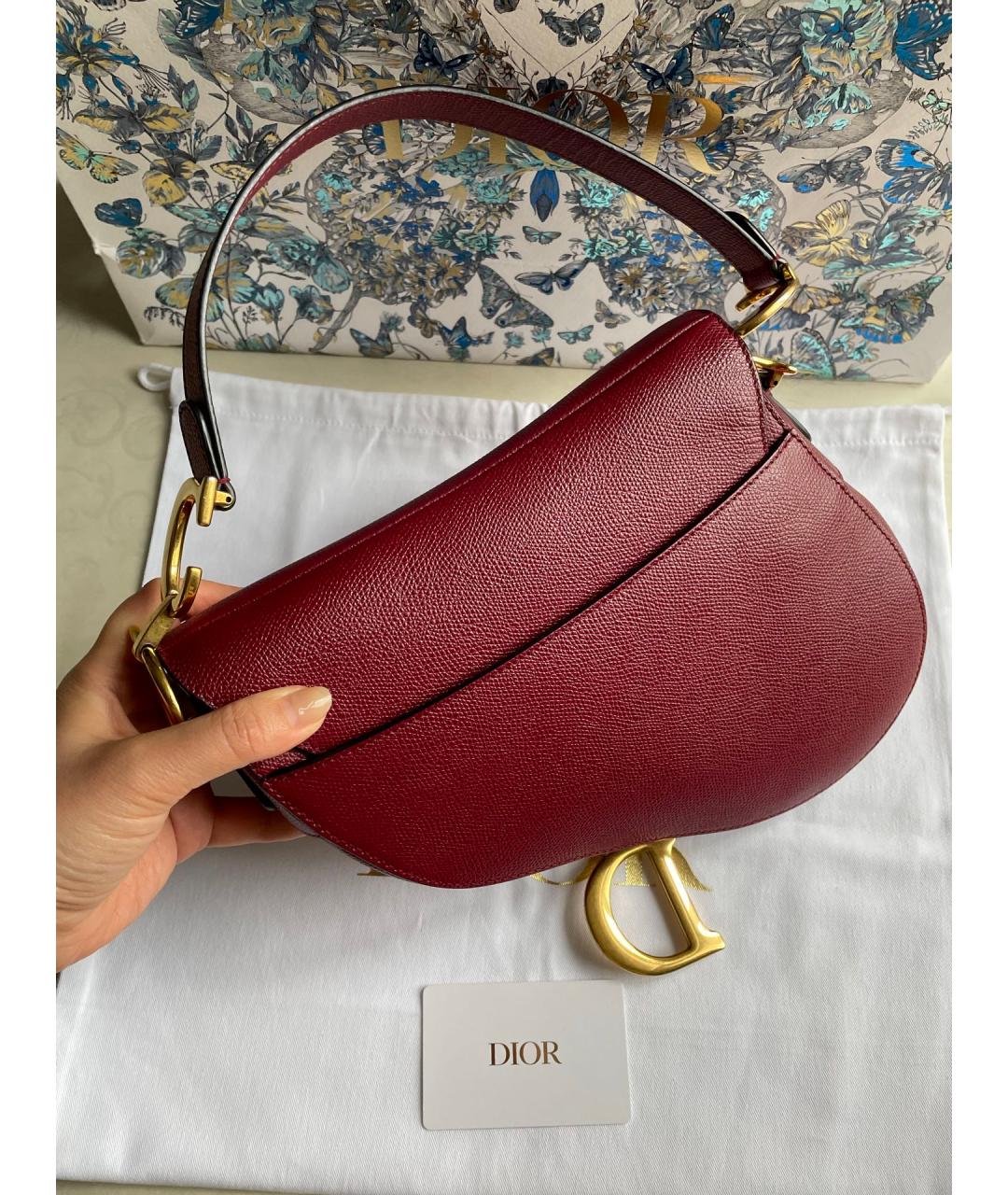 CHRISTIAN DIOR Красная кожаная сумка с короткими ручками, фото 4
