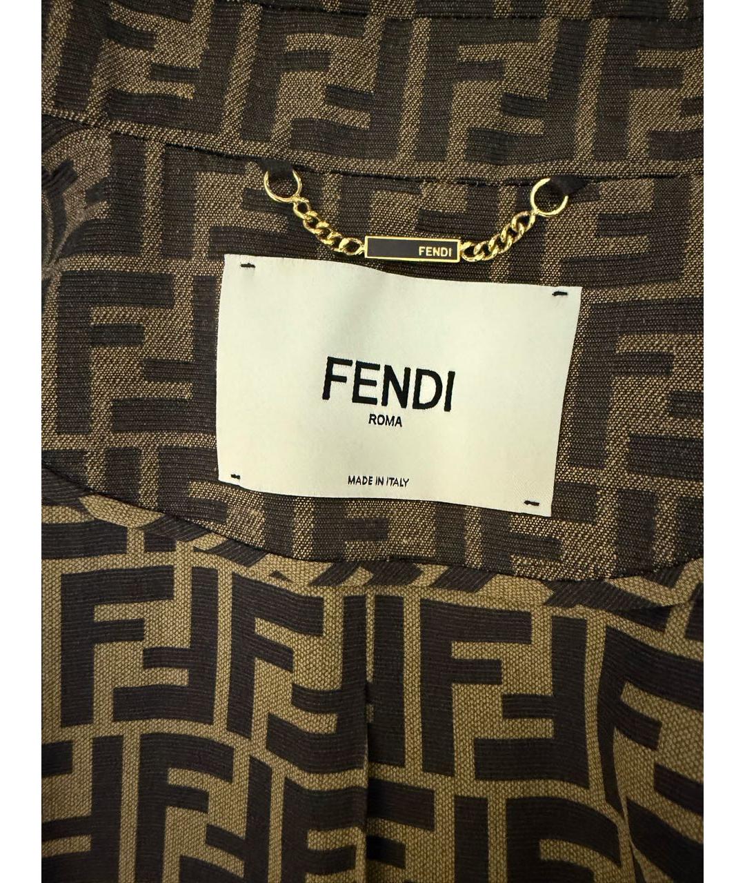 FENDI Коричневая полиэстеровая рубашка, фото 5