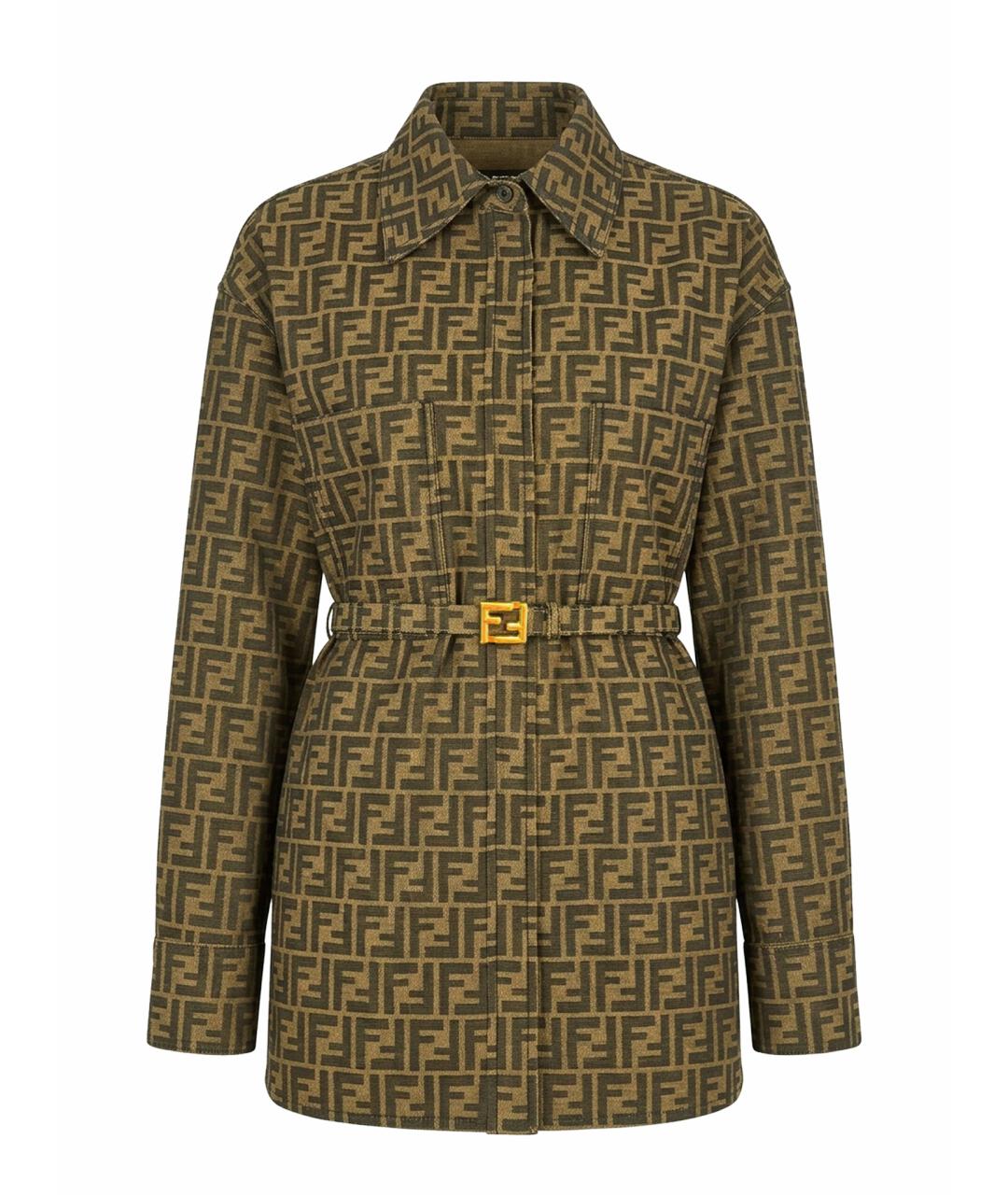 FENDI Коричневая полиэстеровая рубашка, фото 1