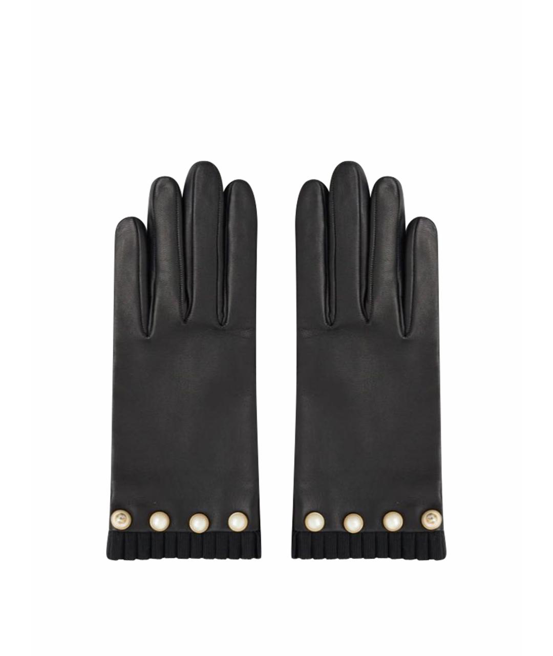 GUCCI Черные кожаные перчатки, фото 1