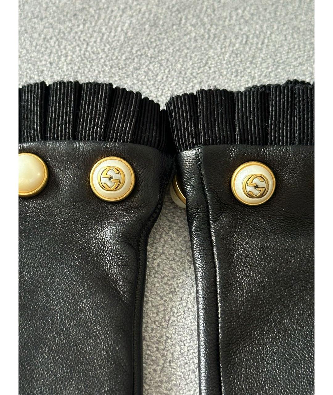 GUCCI Черные кожаные перчатки, фото 5