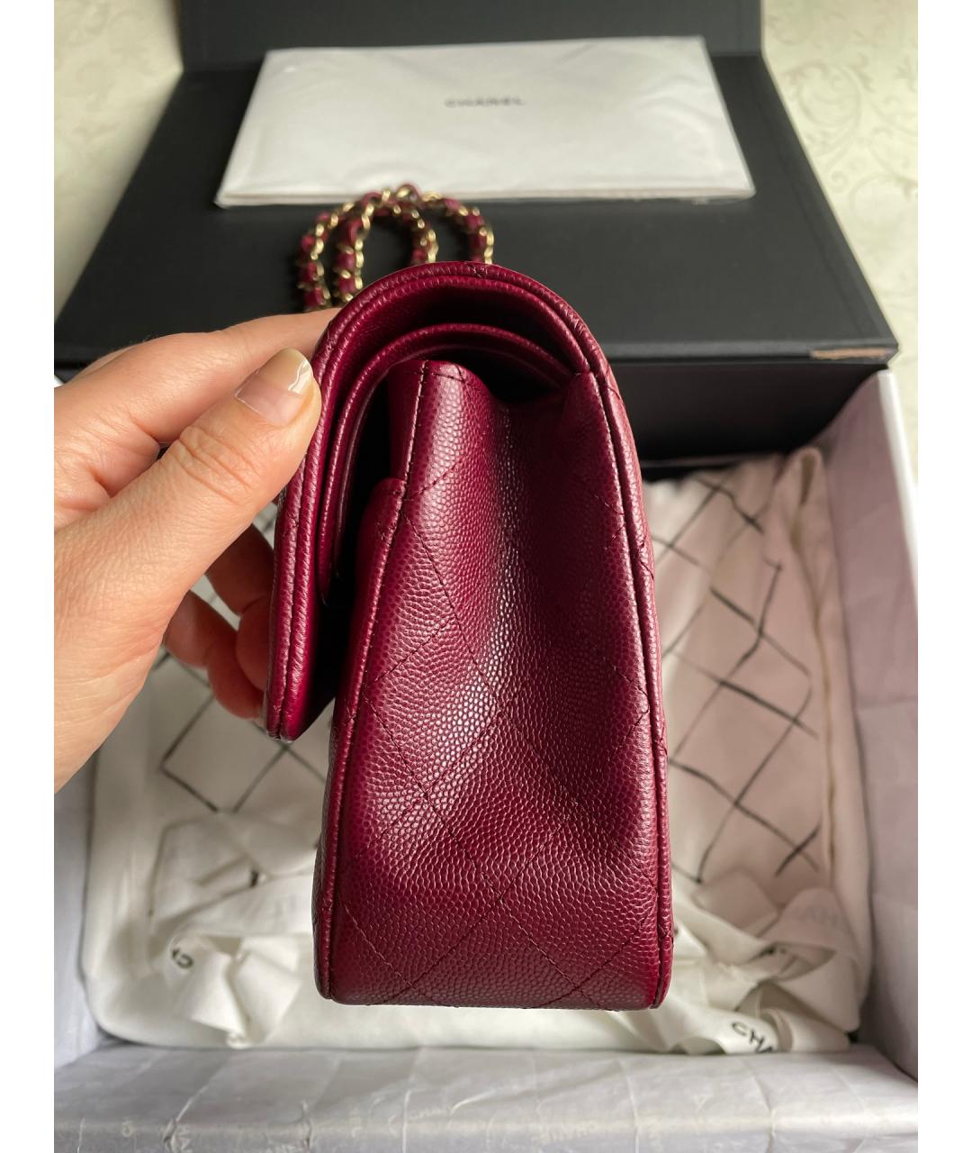 CHANEL Бордовая кожаная сумка через плечо, фото 4