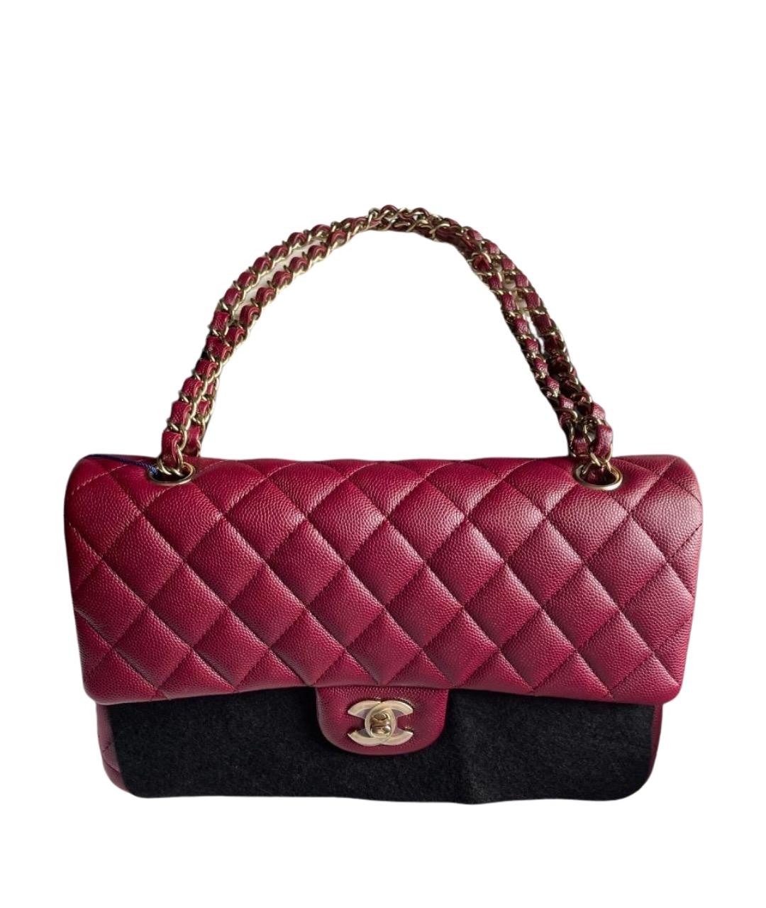 CHANEL Бордовая кожаная сумка через плечо, фото 1