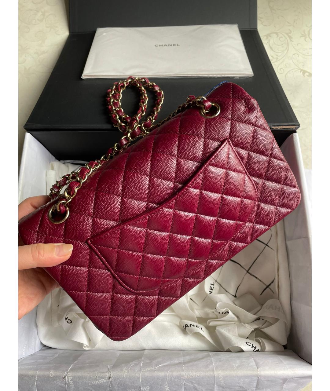 CHANEL Бордовая кожаная сумка через плечо, фото 3