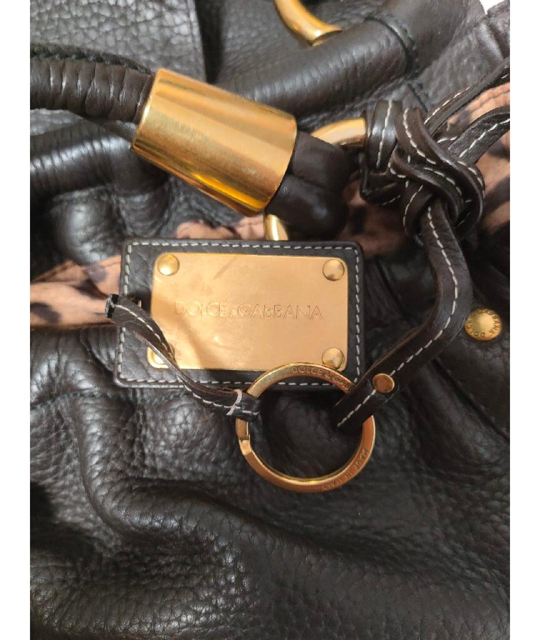 DOLCE&GABBANA Коричневая кожаная сумка с короткими ручками, фото 6
