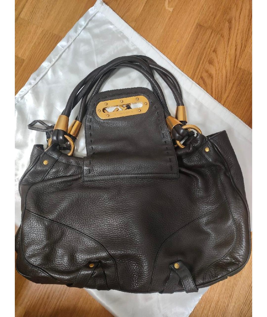 DOLCE&GABBANA Коричневая кожаная сумка с короткими ручками, фото 2