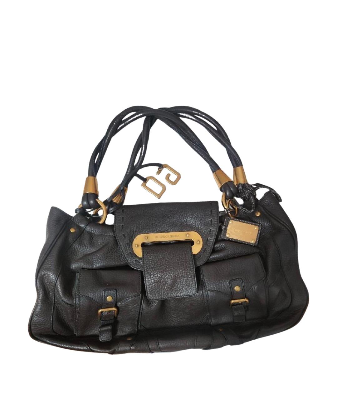 DOLCE&GABBANA Коричневая кожаная сумка с короткими ручками, фото 1