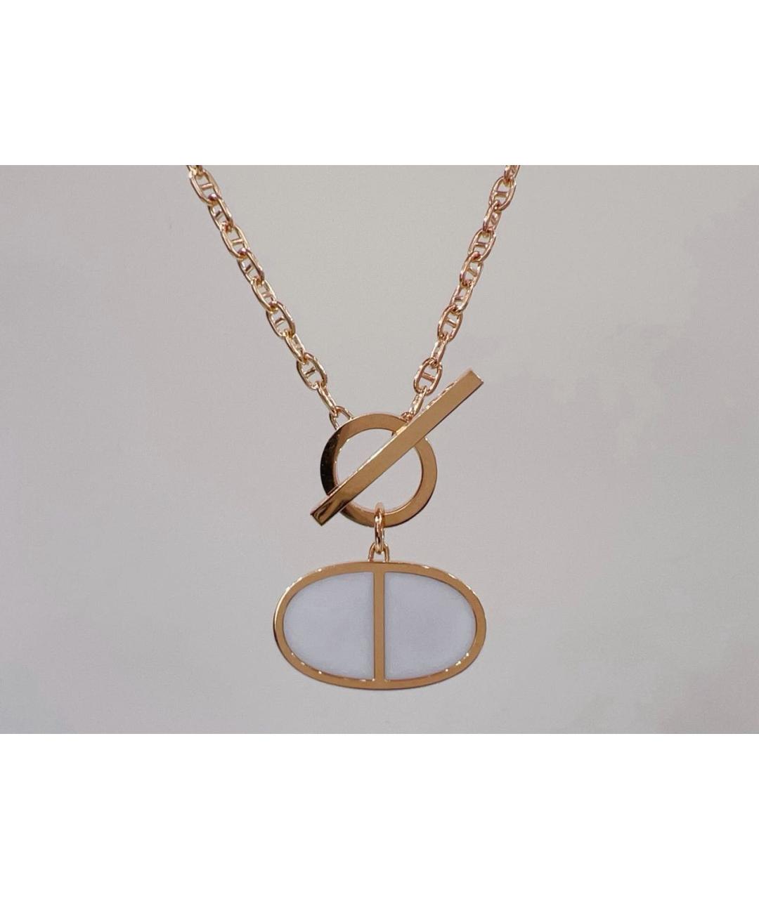 HERMES Белое колье из розового золота, фото 3