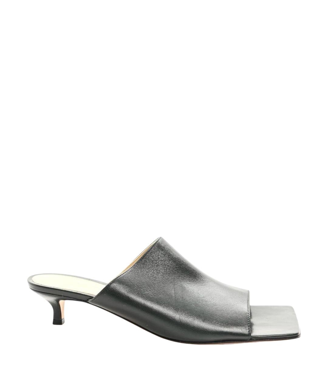 BOTTEGA VENETA Зеленые кожаные мюли, фото 1