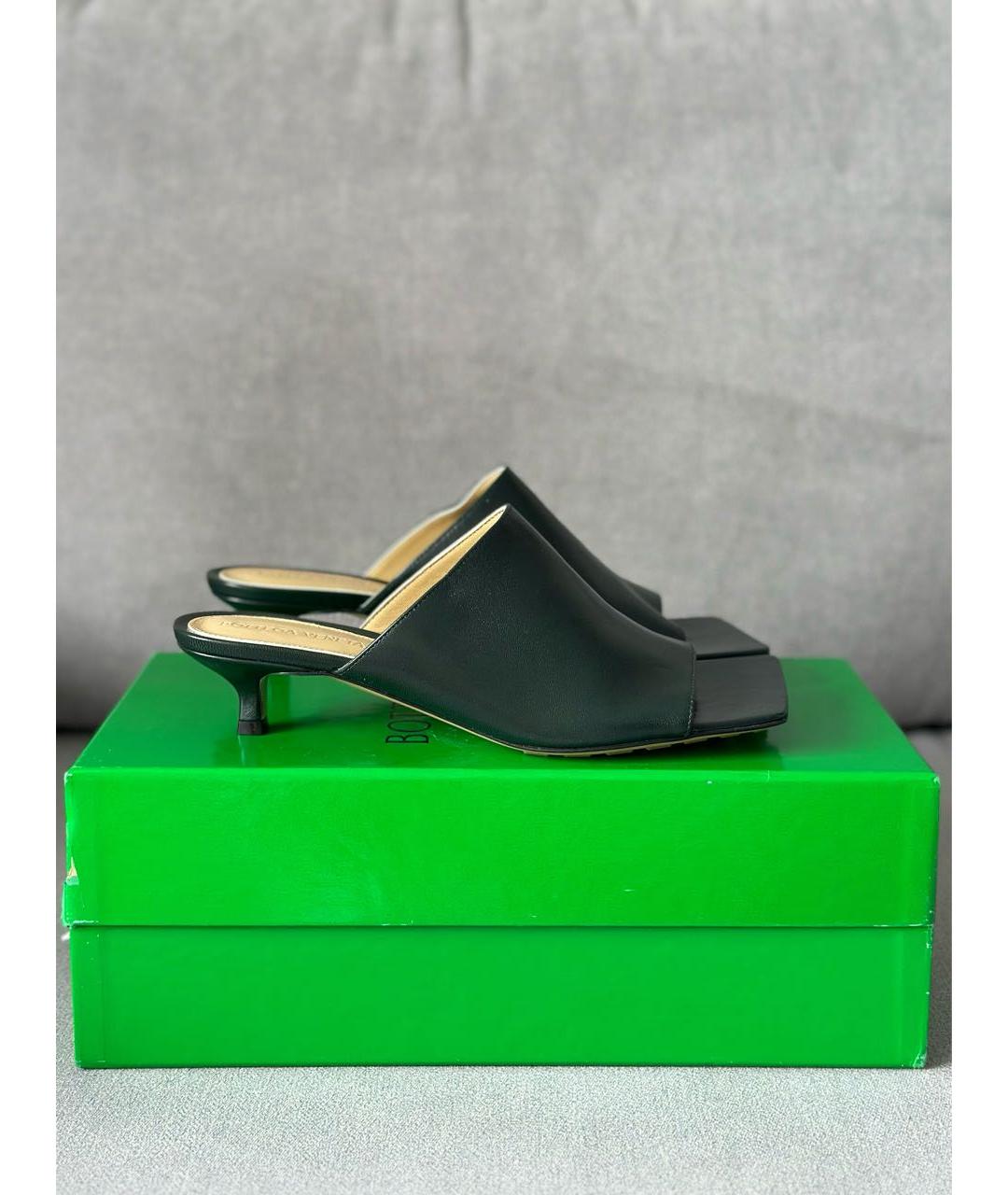 BOTTEGA VENETA Зеленые кожаные мюли, фото 4