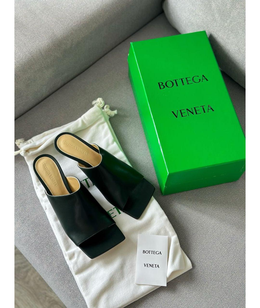 BOTTEGA VENETA Зеленые кожаные мюли, фото 2