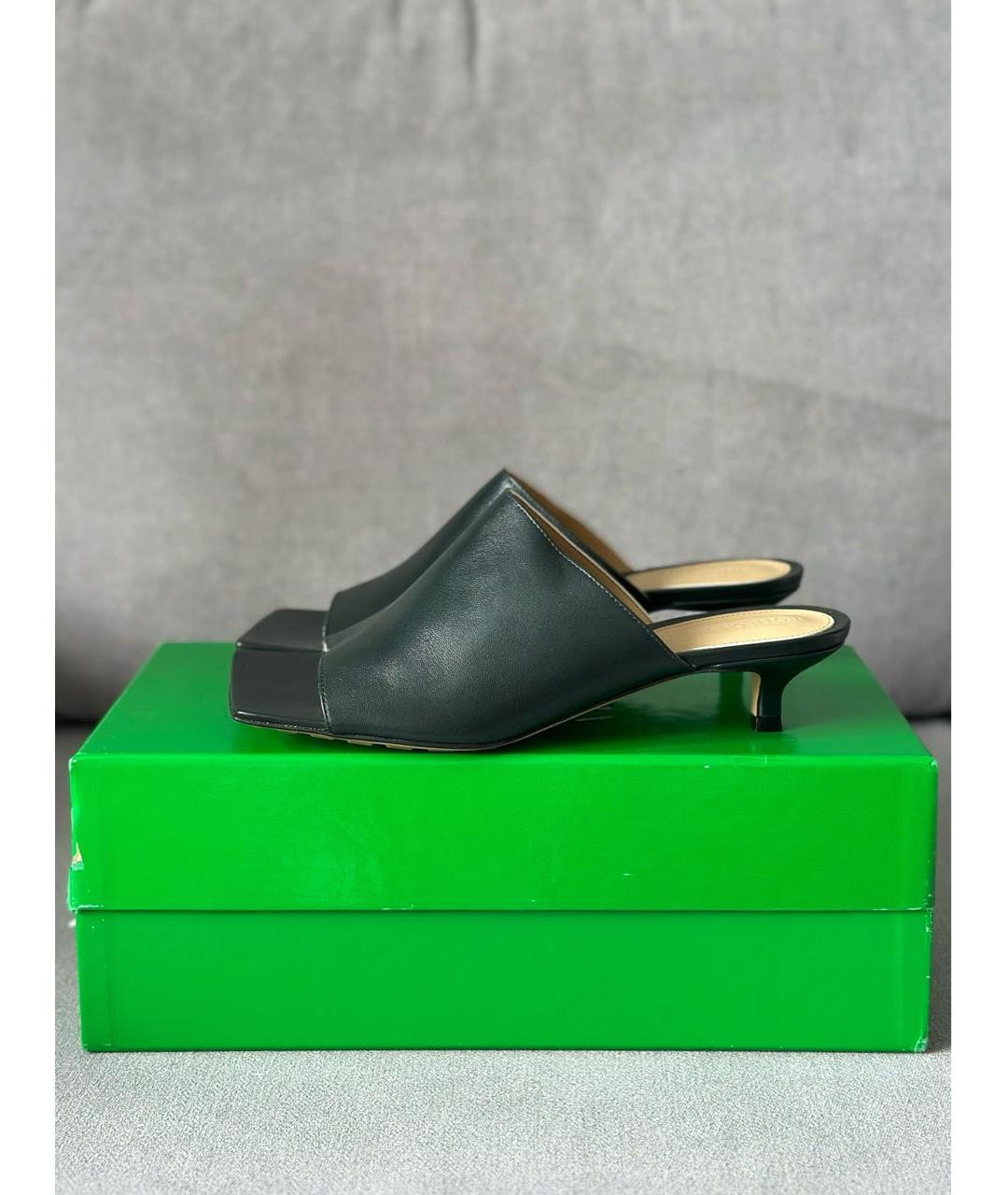 BOTTEGA VENETA Зеленые кожаные мюли, фото 3