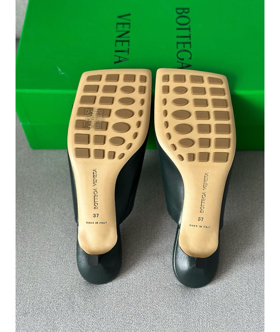 BOTTEGA VENETA Зеленые кожаные мюли, фото 7