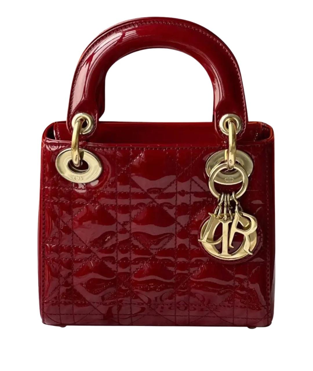 CHRISTIAN DIOR Красная сумка с короткими ручками из лакированной кожи, фото 1
