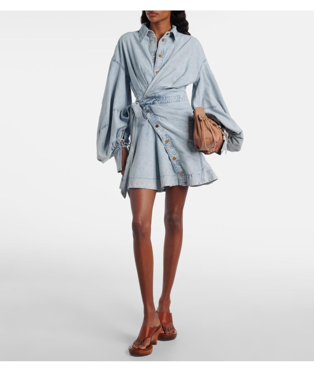 ZIMMERMANN Голубое хлопковое коктейльное платье, фото 6