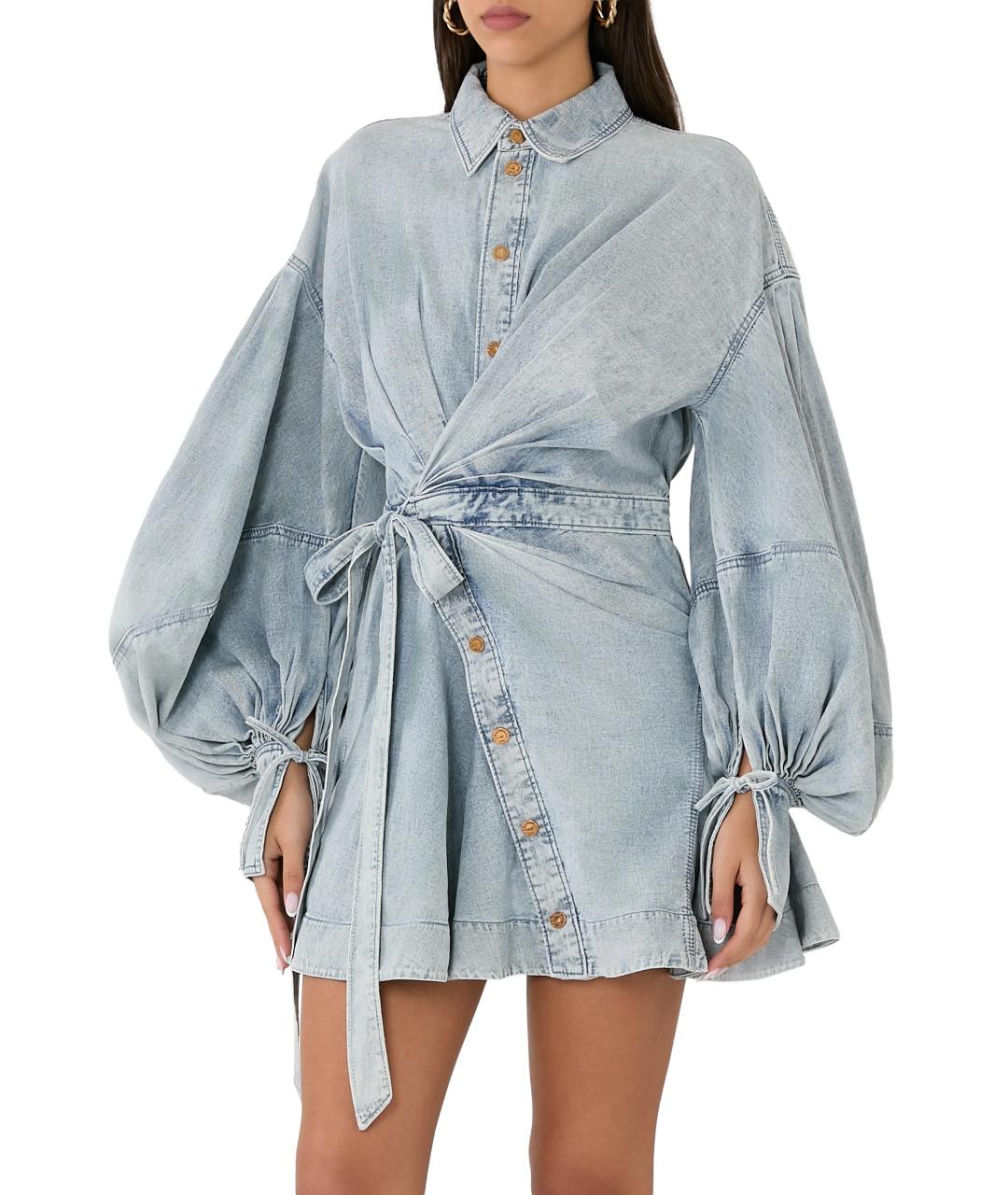 ZIMMERMANN Голубое хлопковое коктейльное платье, фото 5