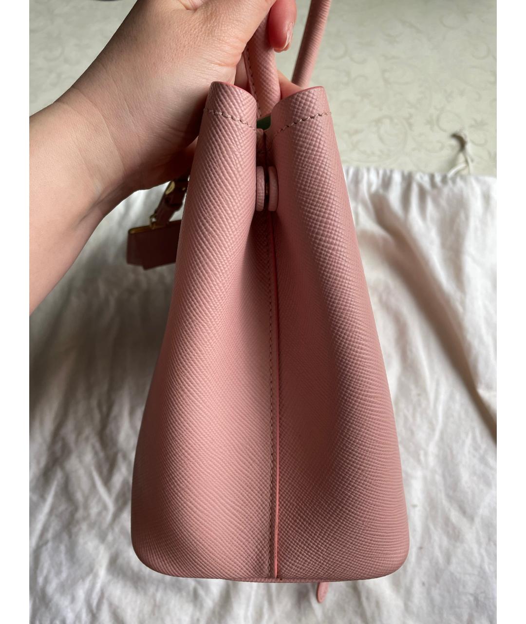 PRADA Розовая кожаная сумка с короткими ручками, фото 4