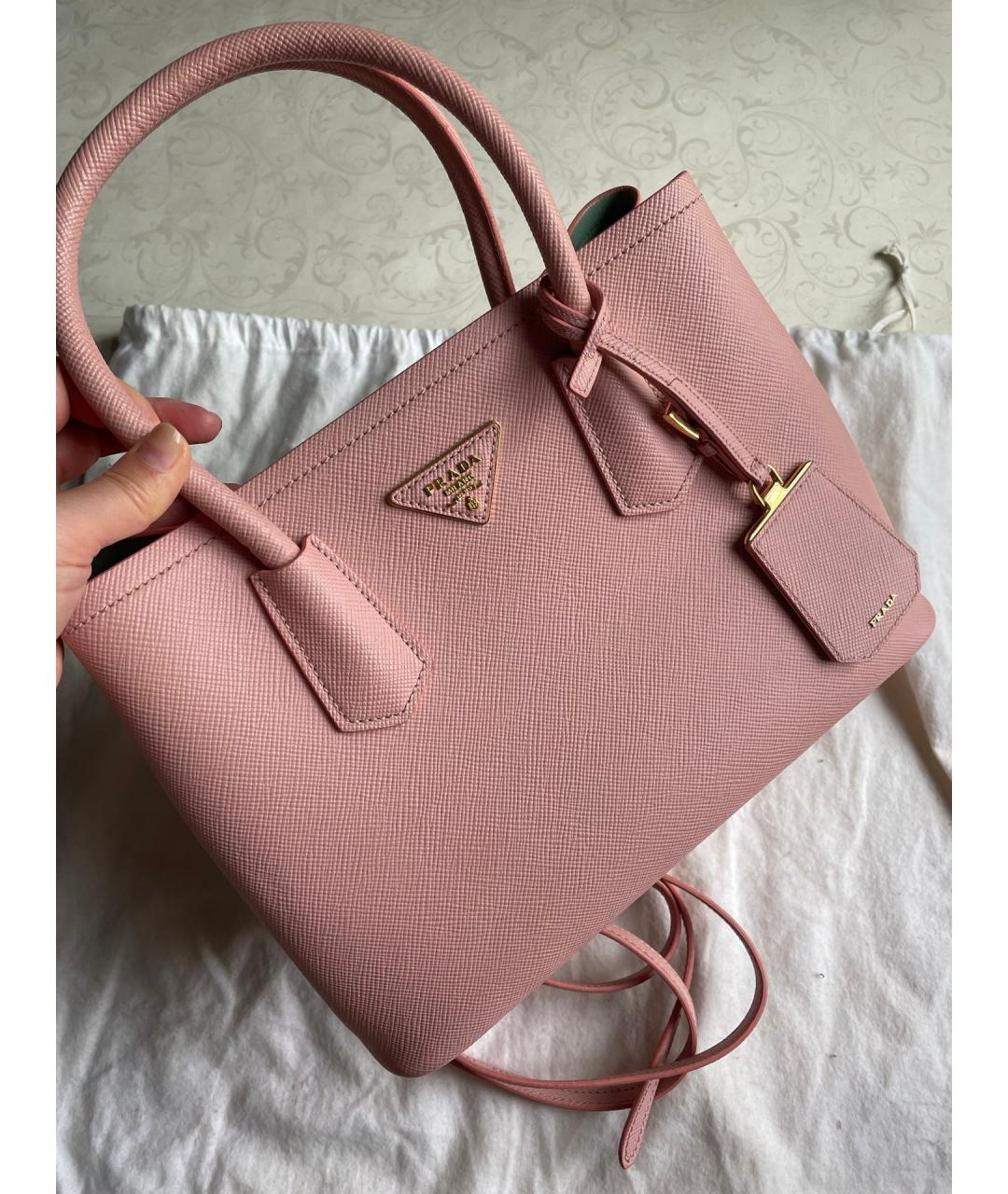 PRADA Розовая кожаная сумка с короткими ручками, фото 2