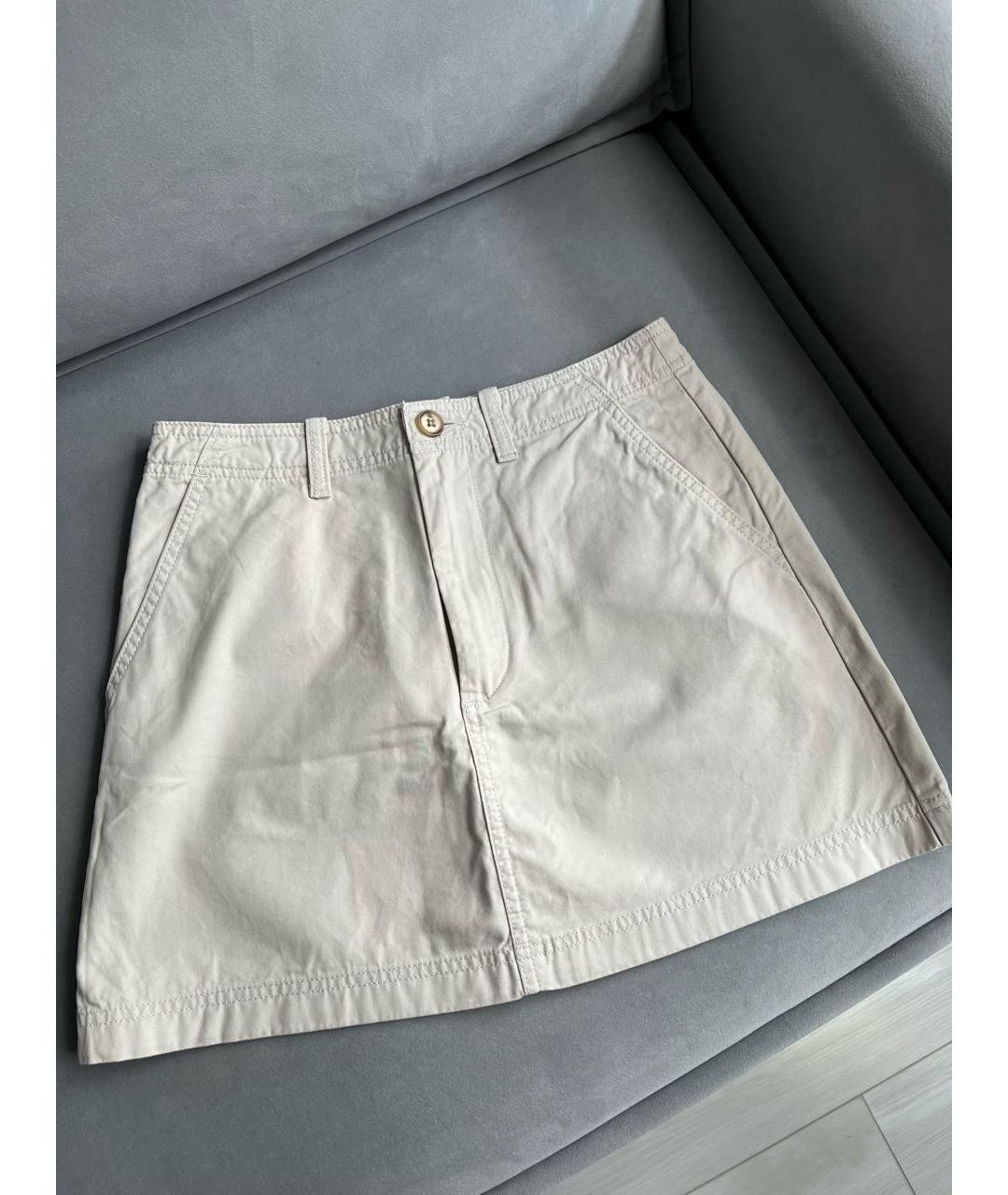 CALVIN KLEIN Бежевая хлопковая юбка мини, фото 5