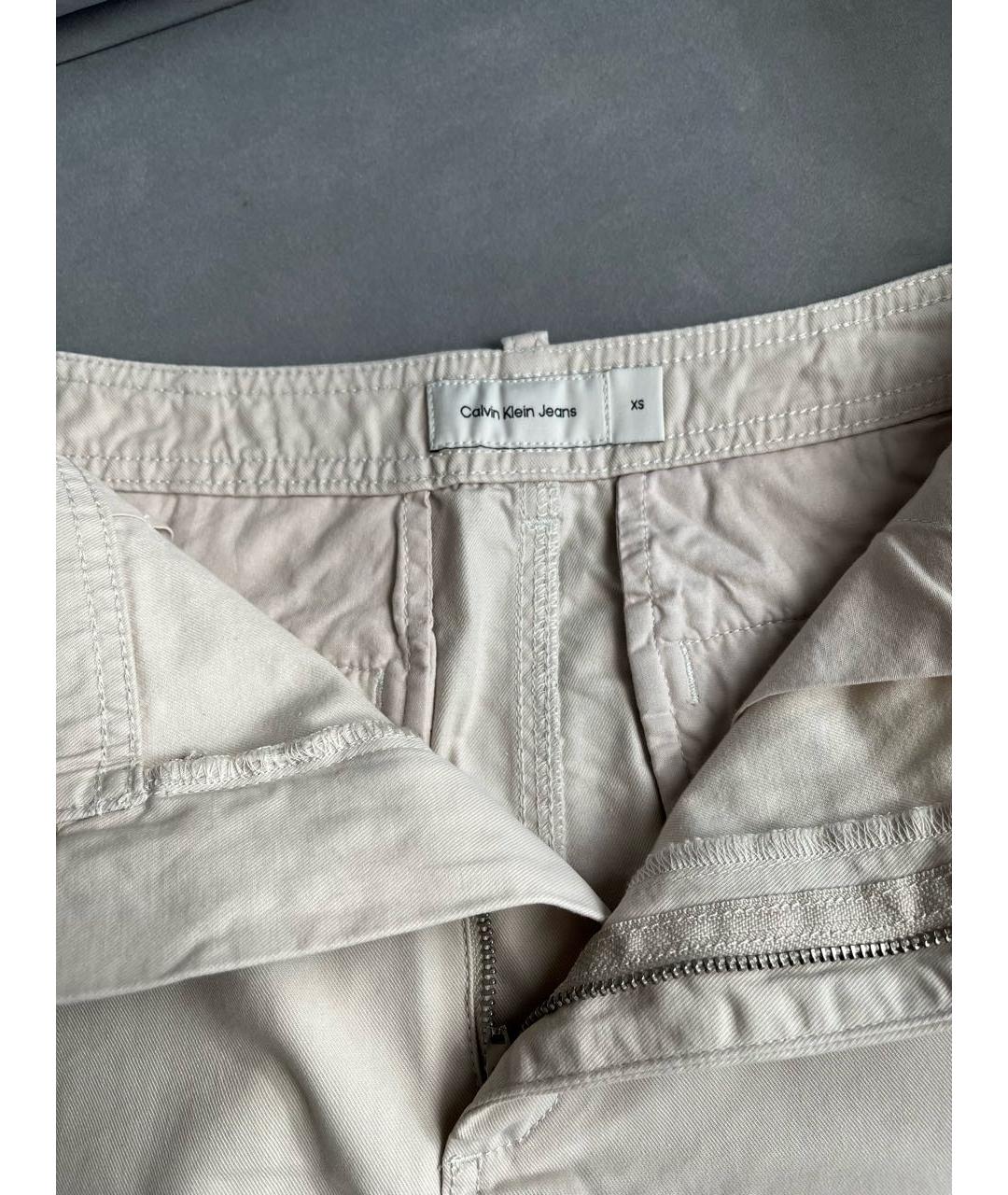 CALVIN KLEIN Бежевая хлопковая юбка мини, фото 3