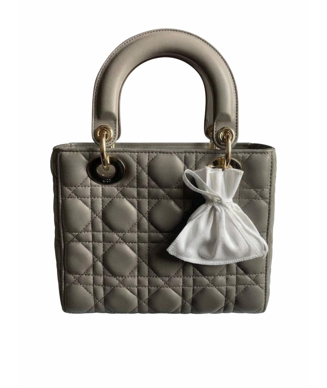 CHRISTIAN DIOR Серая кожаная сумка с короткими ручками, фото 1