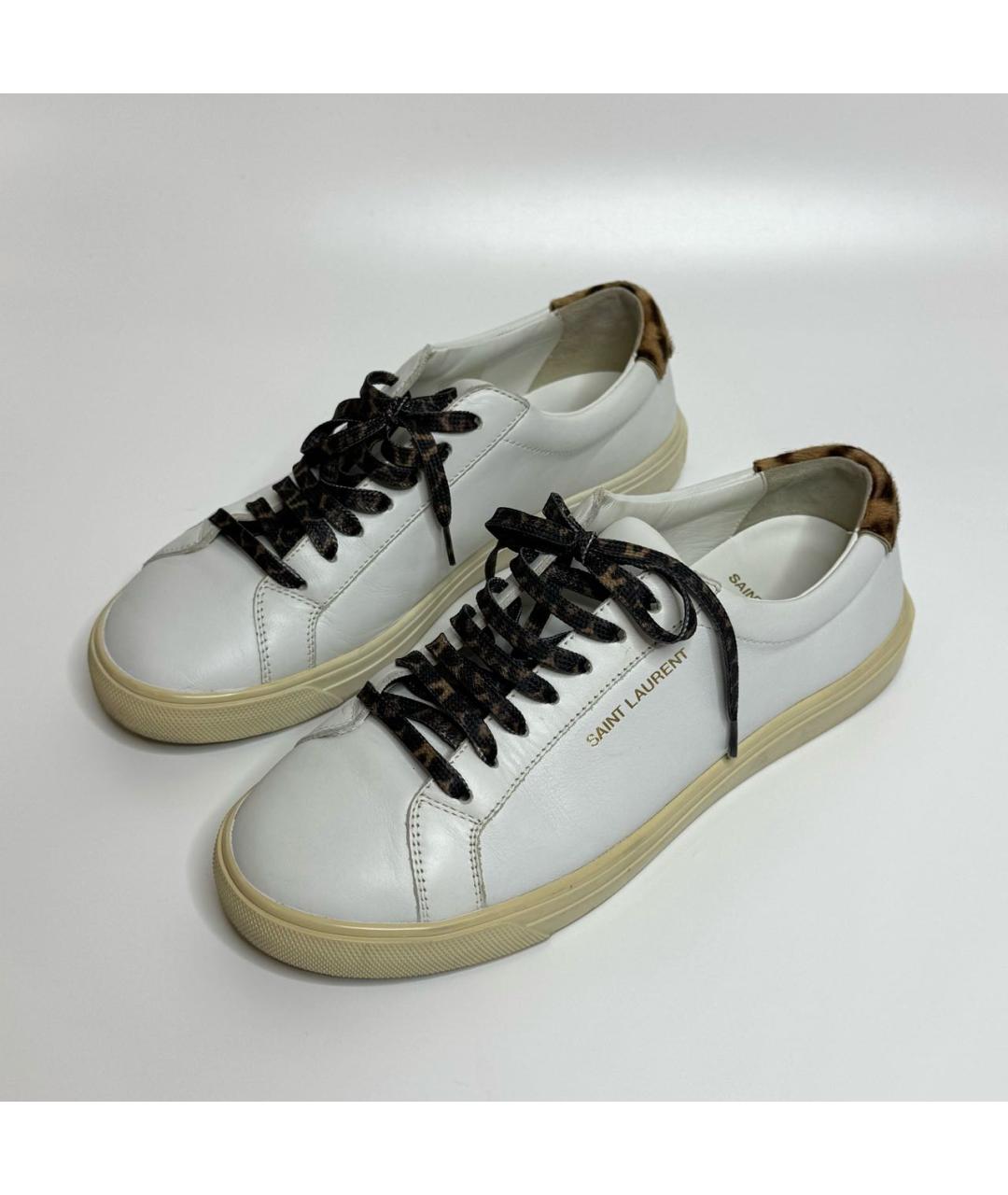 SAINT LAURENT Белые кожаные кеды, фото 2