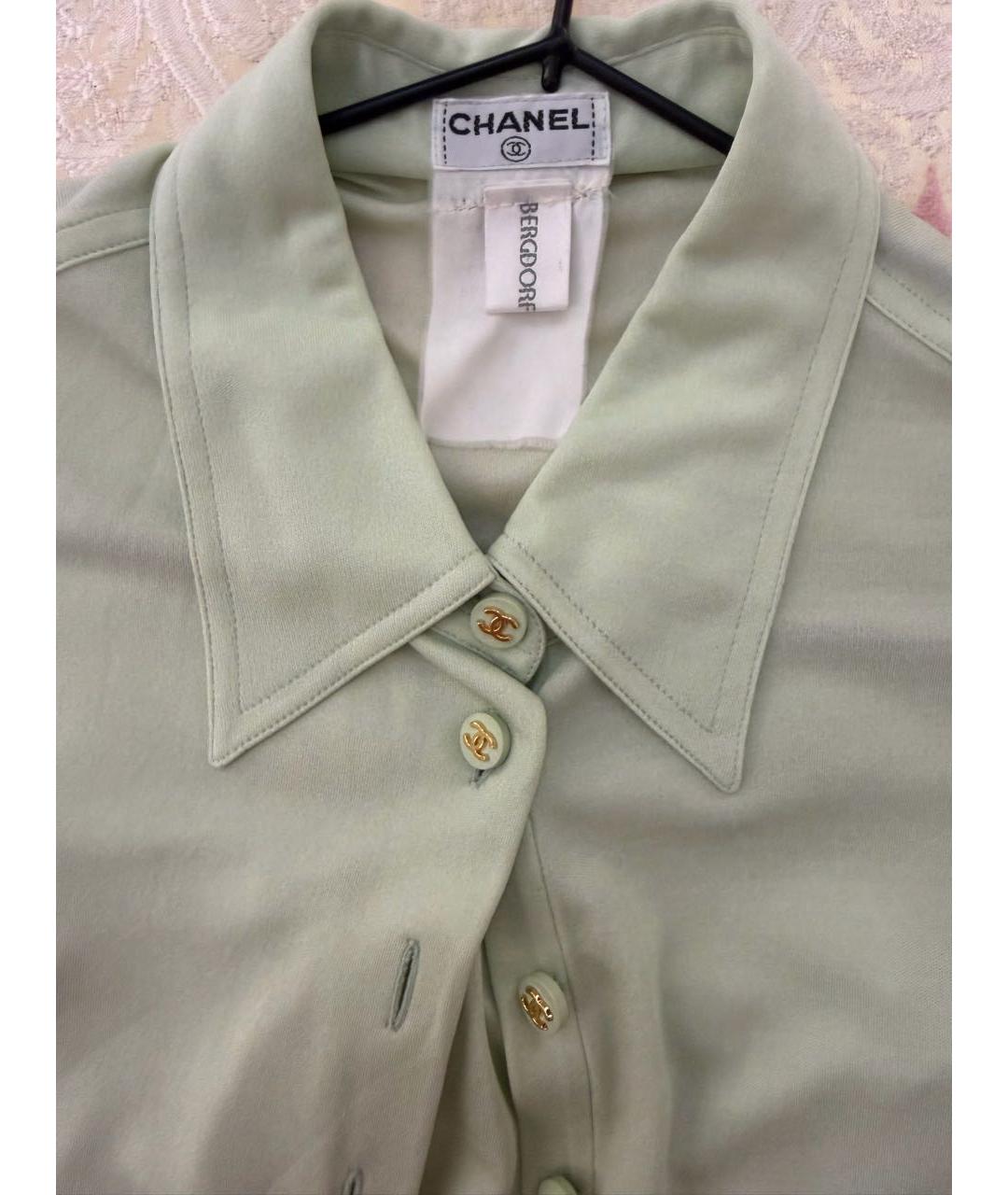 CHANEL Салатовая шелковая рубашка, фото 3