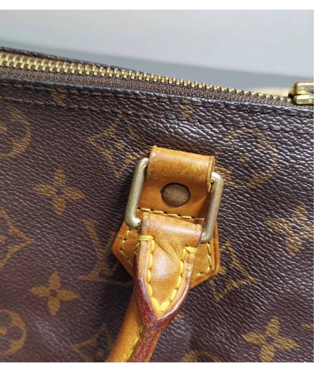 LOUIS VUITTON Коричневая кожаная сумка с короткими ручками, фото 7