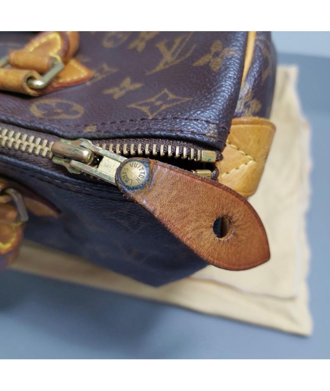 LOUIS VUITTON Коричневая кожаная сумка с короткими ручками, фото 8